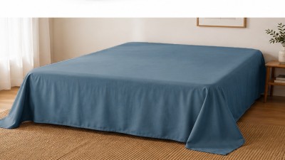 Cearșaf Pat Bumbac Satinat Perlat Blue Acvatic