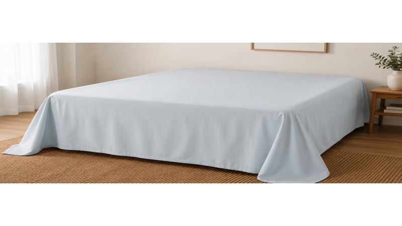 Cearșaf Pat Bumbac Satinat Perlat Blue Glacial 2